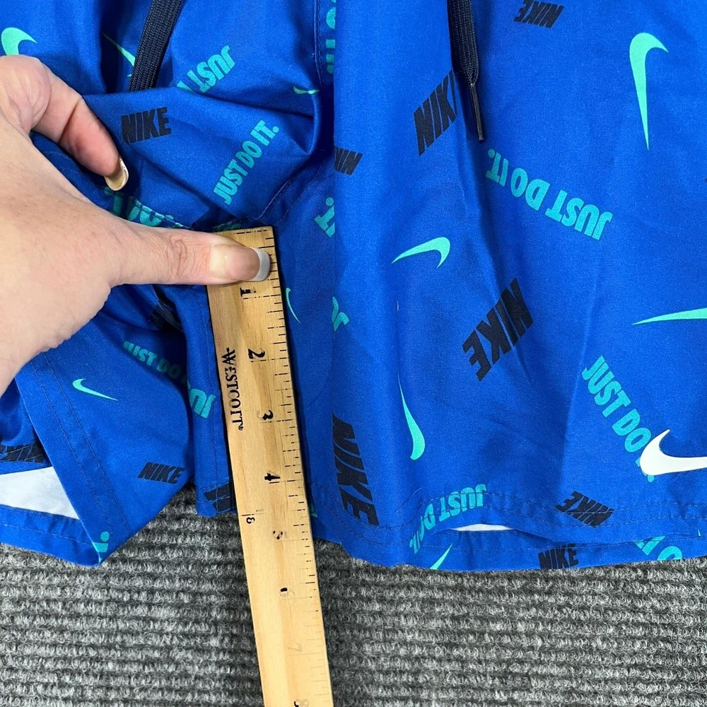 Nike Swim Trunks Men M Blue Just Do It Logo Print Volley Shorts Beach Pool